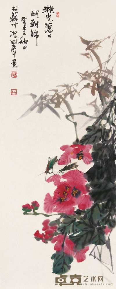 沈威峰 2003年作 滟光荡日开朝锦 立轴 78×31.5cm